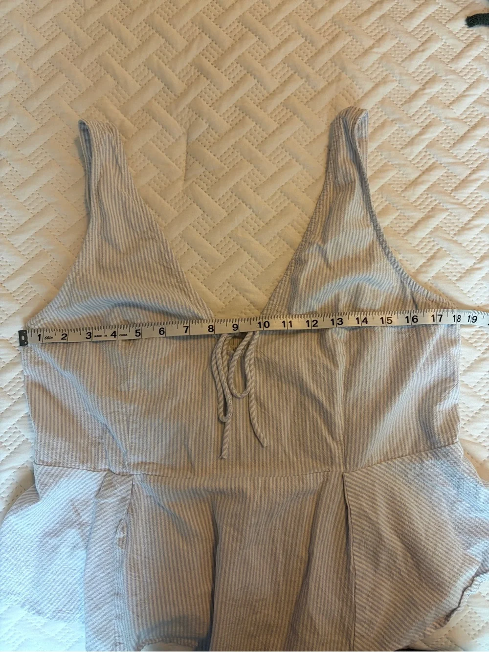 Free People | Striped Smocked Textured Tank in Pale Blue and White